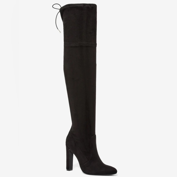 NIB Black Over The Knee Faux Sued Boots - Picture 2 of 5